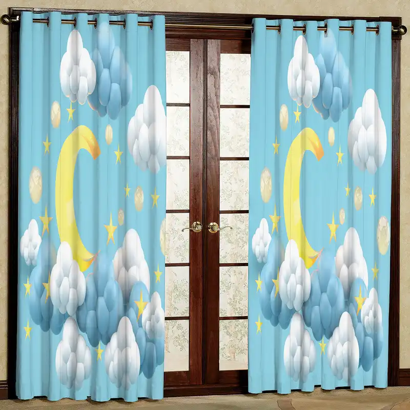 پرده مدل ماه و ستاره مخمل پانچی کد 2576 سایز 200x140 سانتی متر