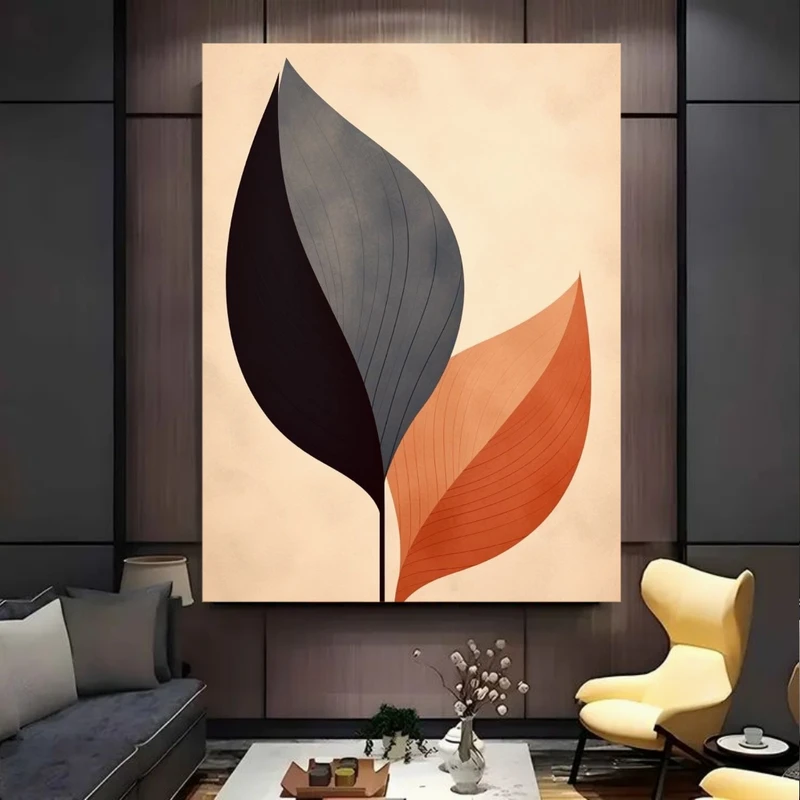 پوستر پارچه ای طرح مخمل  برگ مدل مینیمال (2) کد FP106505