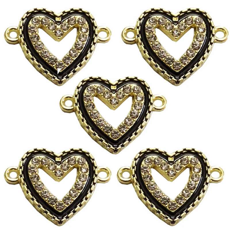 آویز دستبند دخترانه مدل  قلب رویایی نگین دار کد 9201 بسته 5 عددی