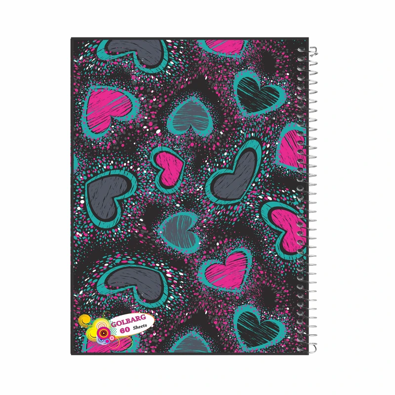 دفتر مشق 60 برگ گلبرگ طرح قلب رنگی کد 602057