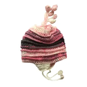 کلاه بافتنی بچگانه مدل شارو رنگ صورتی