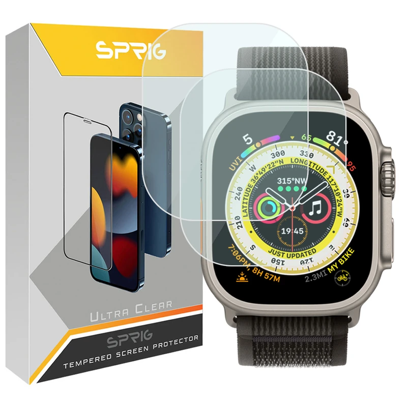 محافظ صفحه نمایش شیشه‌ای اسپریگ مدل SH-SP مناسب برای اپل واچ Ultra 2 بسته دو عددی
