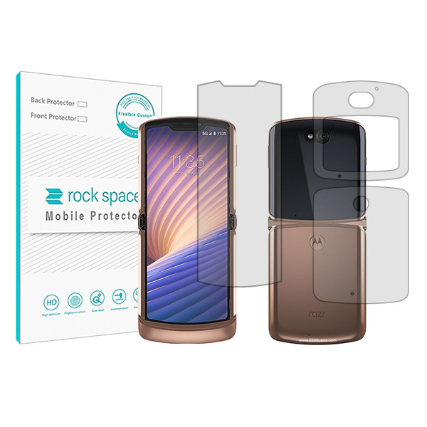 محافظ صفحه نمایش شفاف راک اسپیس مدل HyGEL مناسب برای گوشی موبایل موتورولا Razr 5G به همراه محافظ پشت گوشی