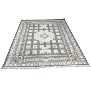 فرش ماشینی 1200 شانه زمینه سرمه‌ای حاشیه سرمه ای مدل خشتی ترنج