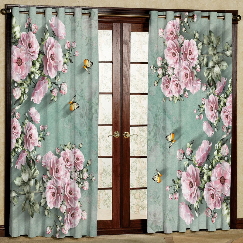 پرده مدل  چاپی هازان طرح گل سایز 280x140 سانتی متر