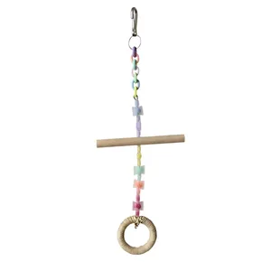 اسباب بازی پرندگان مدل آویز نشیمن‌دار پاستلی رنگی طوطی سانان کد 05