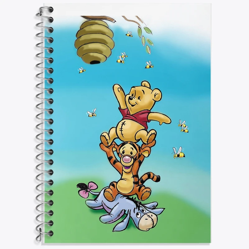 دفتر زبان 50 برگ خندالو مدل دو خط طرح وینی پو کد F2040