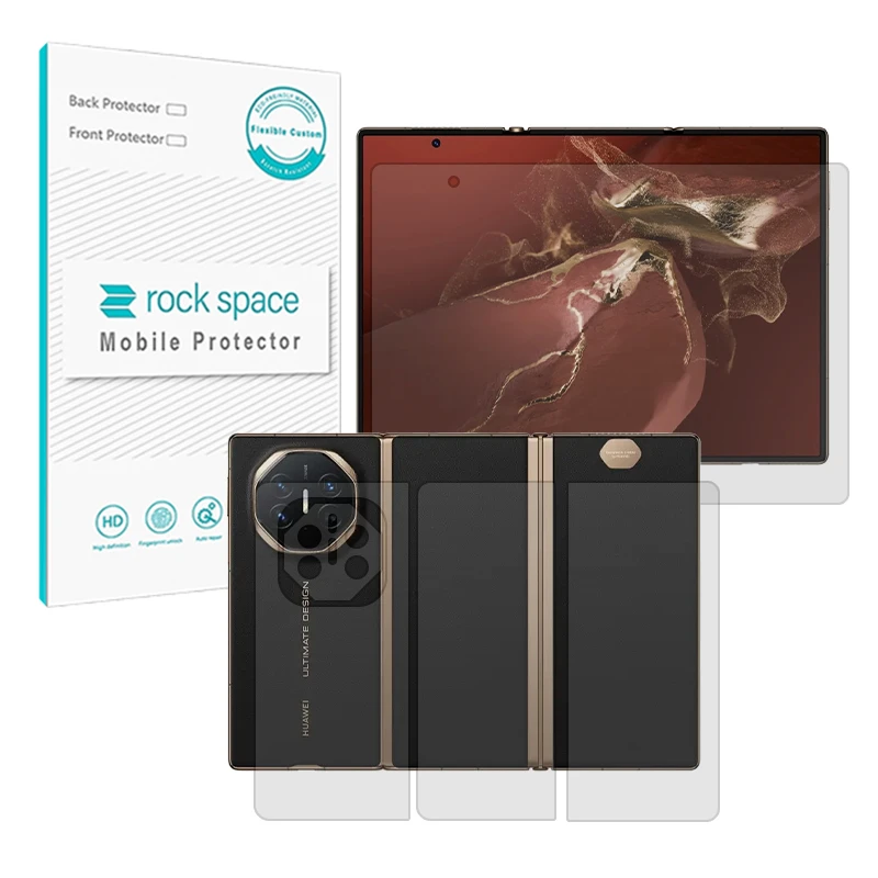 محافظ صفحه نمایش مات راک اسپیس مدل Resistant مناسب برای گوشی موبایل هوآوی Mate XT Ultimate به همراه محافظ پشت گوشی
