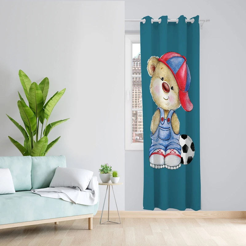  پرده مدل سگ و توپ مخمل پانچی کد 1001 سایز 140x280 سانتی متر