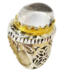 انگشتر نقره مردانه مدل نگین دُر نجف 100109