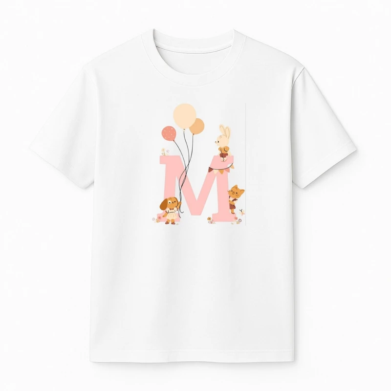 تی‌شرت آستین کوتاه دخترانه مدل حیوانات و بادکنک 