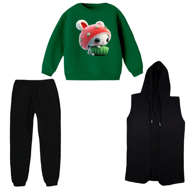 ست 3 تکه لباس راحتی بچگانه مدل خرگوش یلدایی کد 1  