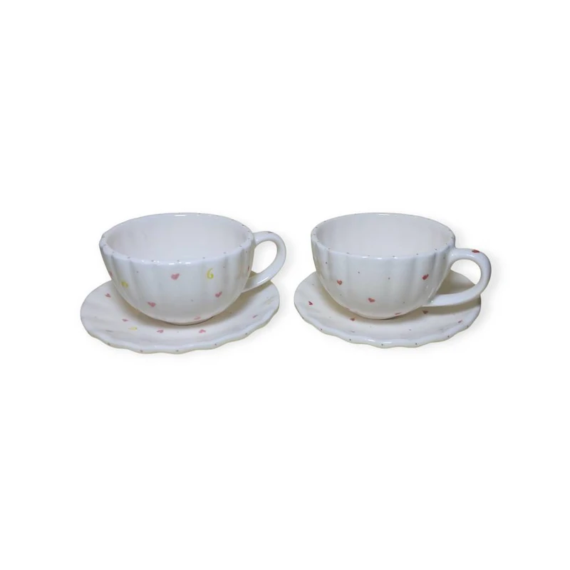 ست فنجان و نعلبکی 2 نفره 4 پارچه مدل قلبی 002