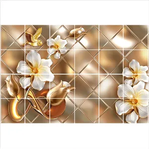 تایل سقفی طرح گل و غنچه کد 3D1570-24 سایز 60x60 سانتی متر مجموعه 24 عددی