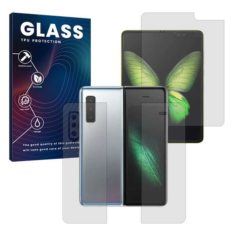 محافظ صفحه نمایش شفاف گلس مدل Resistant مناسب برای گوشی موبایل سامسونگ Galaxy Fold به همراه محافظ پشت گوشی