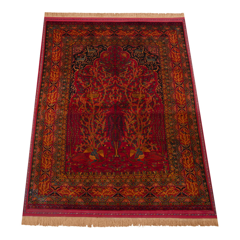 فرش دستبافت ابریشم دومتری طرح درختی مدل H109