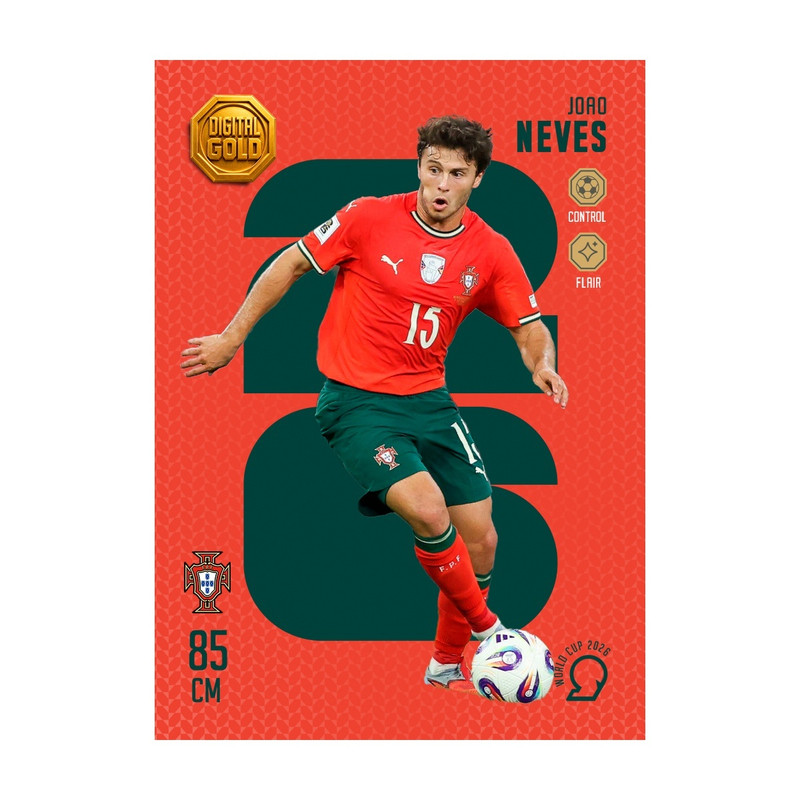 شمش طلای دیجیتال 18 عیار سوت مدل نوس NEVES طرح کارت فوتبالی جام جهانی 2026 کد SO10145026