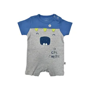 بادی آستین کوتاه نوزادی پسرانه نیلی مدل monster s 2022