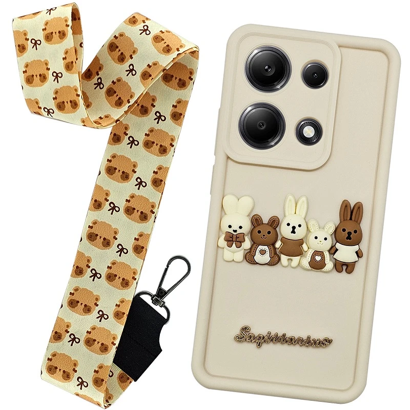 کاور مدل خرگوش طرح خانواده کد 05 مناسب برای گوشی موبایل شیائومی Redmi Note 13 pro (4G) به همراه بند آویز