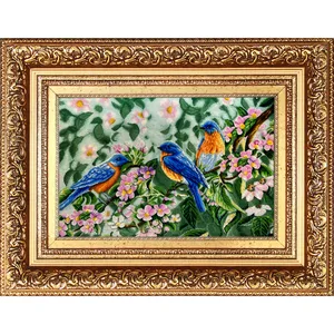 تابلو فرش دستباف فرش میرنظامی مدل پرنده و گل عرضی کد 855