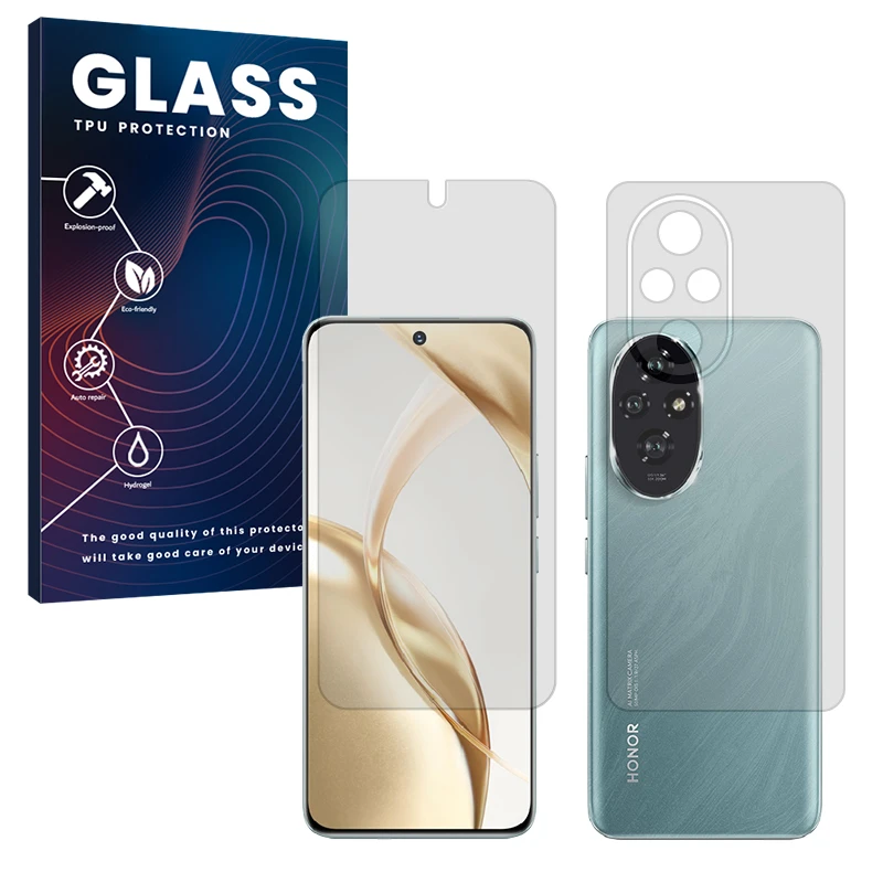 محافظ صفحه نمایش شفاف گلس مدل Resistant مناسب برای گوشی موبایل آنر 200 به همراه محافظ پشت گوشی