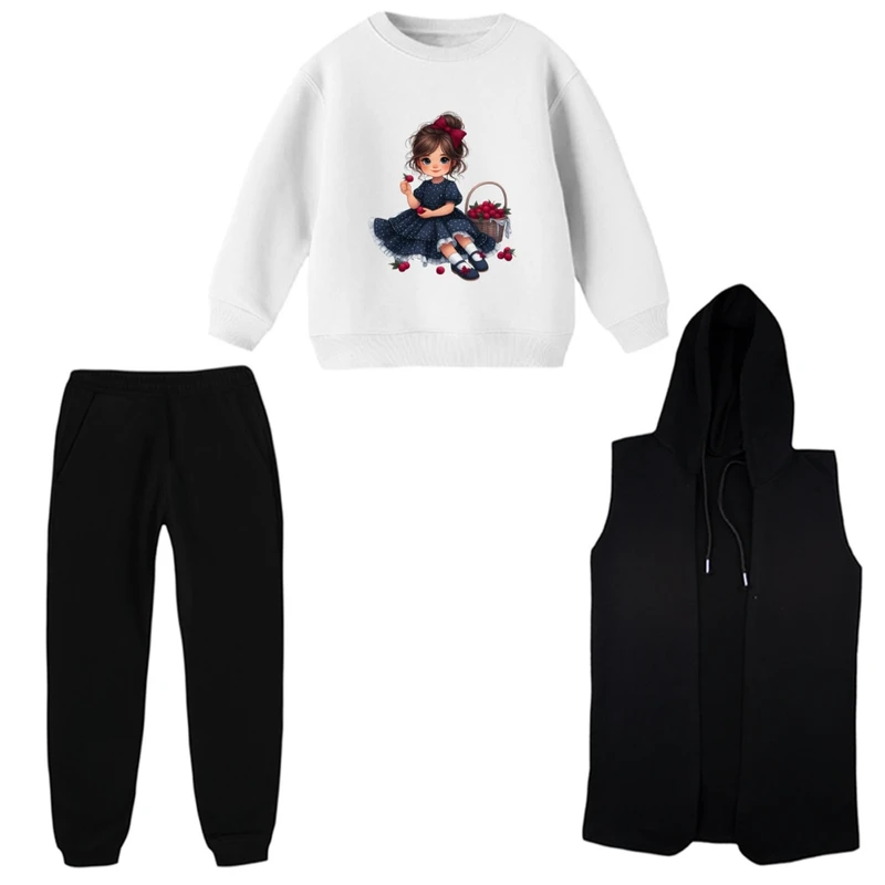 ست 3 تکه لباس راحتی بچگانه مدل دخترک کد 01    