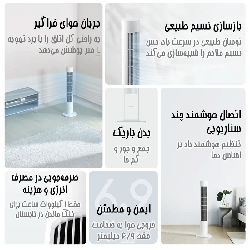 پنکه ایستاده 24 وات شیائومی مدل Smart Tower Fan 2