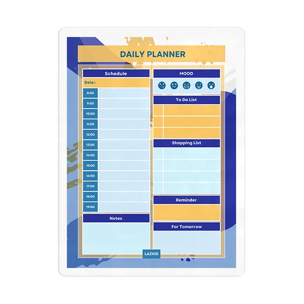 تخته وایت برد لاژید مدل پلنر برنامه ریزی کد PL064 سایز 20*30 سانتی متر 