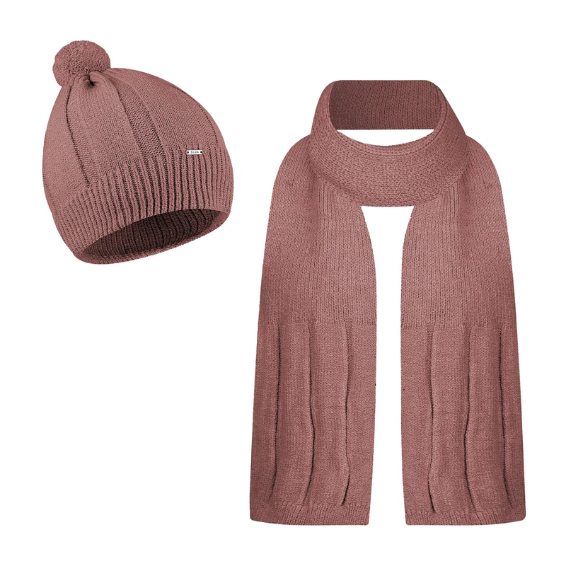 ست کلاه و شال گردن بافتنی زنانه سیلکا مدل Raha3