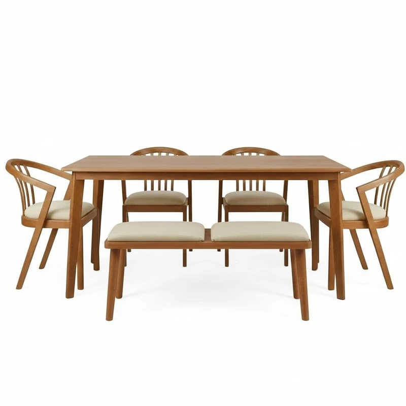 میز و صندلی ناهارخوری شش نفره مدل گندم 