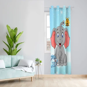 پرده مدل اتاق کودک مخمل پانچی طرح بچه فیل کد 4393 سایز 140x280 سانتی متر