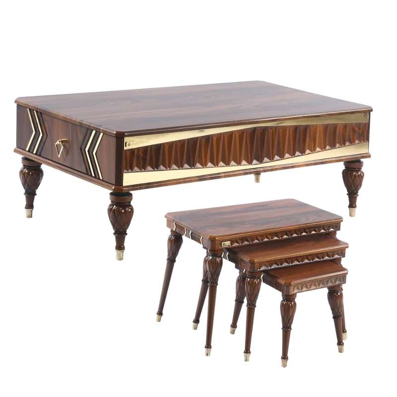 میزپذیرایی مبلمان طلایی مدل سلینا کد 74 مجموعه 4 عددی