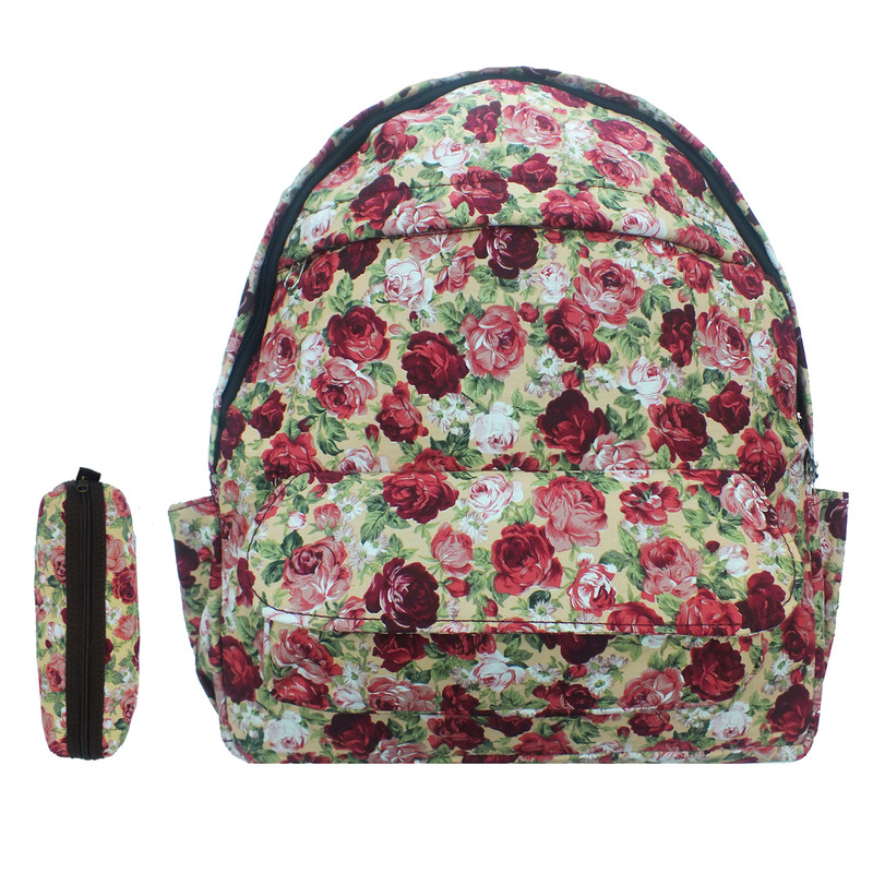 کوله پشتی مدل گل رز کد bkp 94807 به همراه جامدادی 