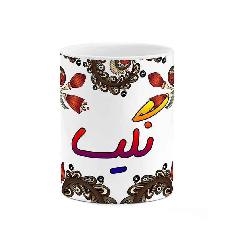 ماگ کاکتی مدل اسم نگیسا طرح سنتی گل و بته کد mgh48058