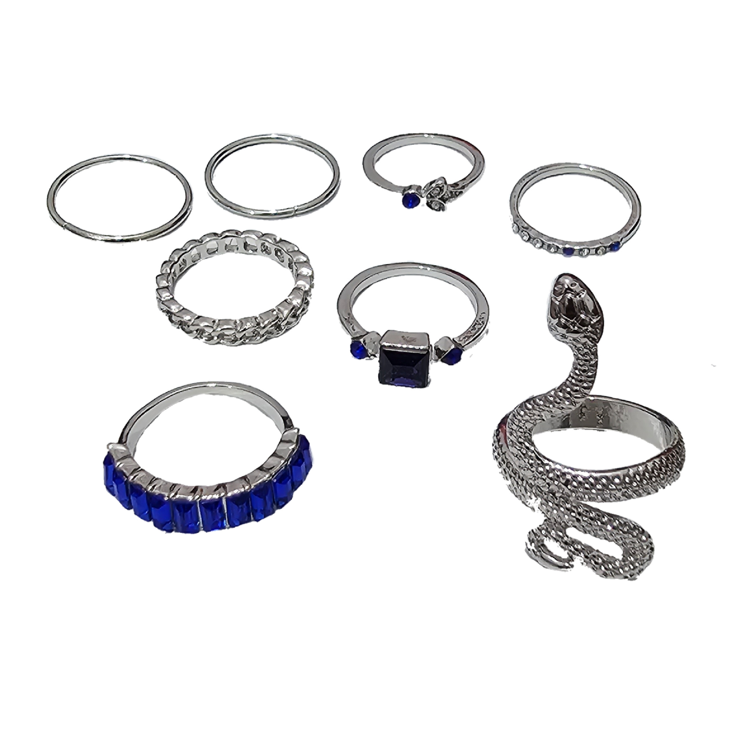 انگشتر زنانه مدل مار نگین باگتی کد N2 مجموعه 8 عددی