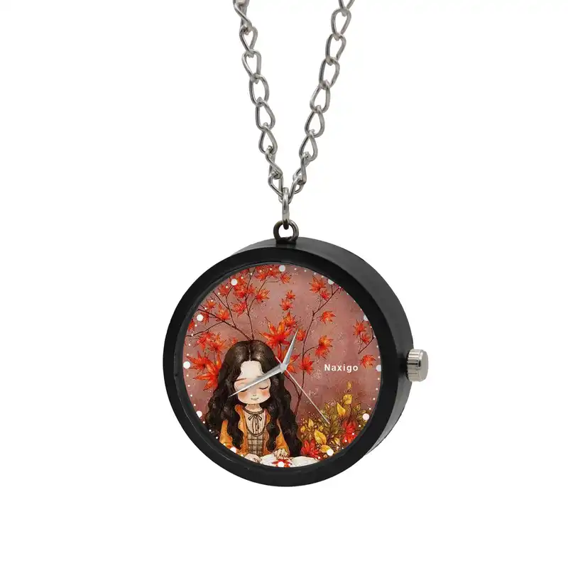 ساعت گردنبندی عقربه ای ناکسیگو مدل دختر پاییزی کد NF12634