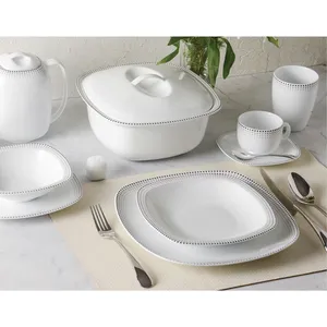 سرویس غذاخوری 98 پارچه چینی زرین ایران سری کواترو مدل مون بلان درجه یک