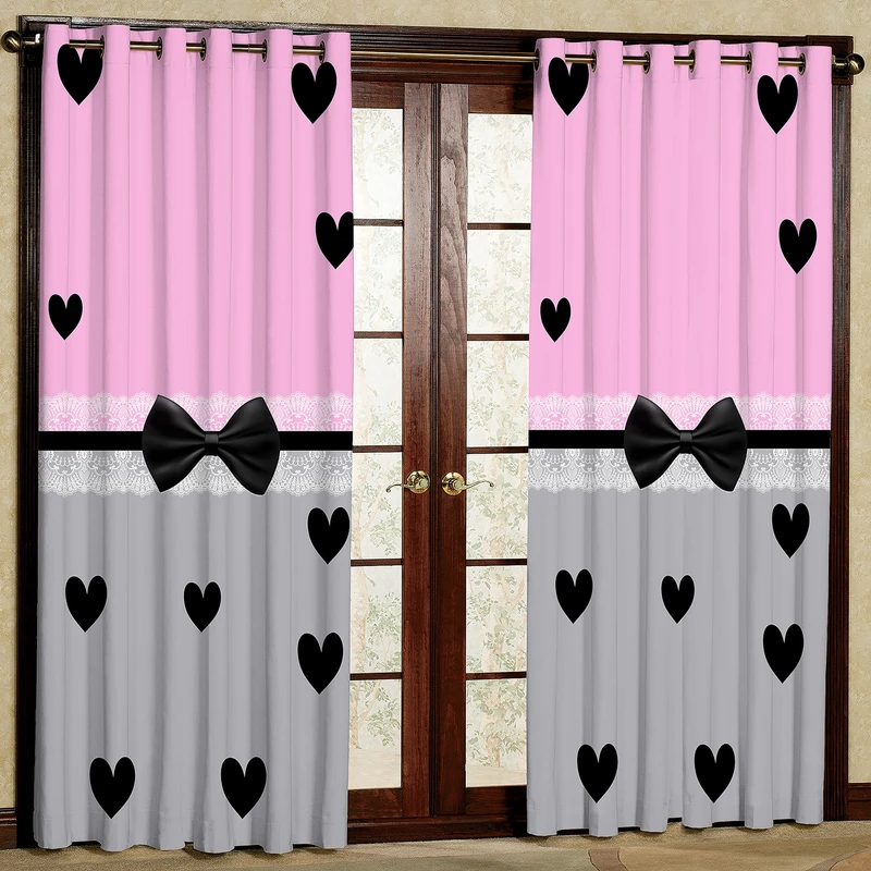 پرده مدل پاپیون و قلب مخمل پانچی کد 4220a سایز 140x200 سانتی متر