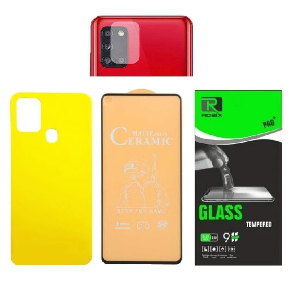محافظ صفحه نمایش مات روبیکس مدل CR-A21s مناسب برای گوشی موبایل سامسونگ Galaxy A21s به همراه محافظ پشت گوشی و محافظ لنز دوربین