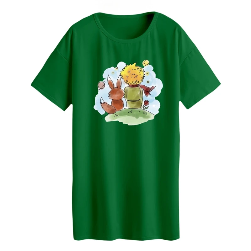 تی شرت لانگ آستین کوتاه زنانه مدل شازده کوچولو و روباه کد 6