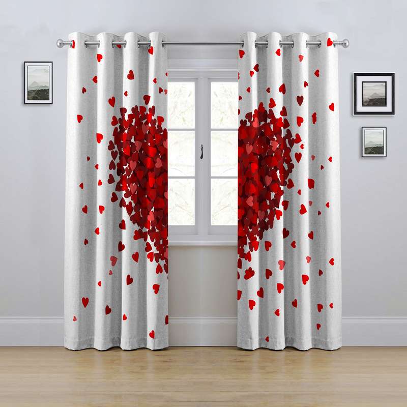 پرده مدل پانچی طرح قلب سایز 280x145 سانتی متر