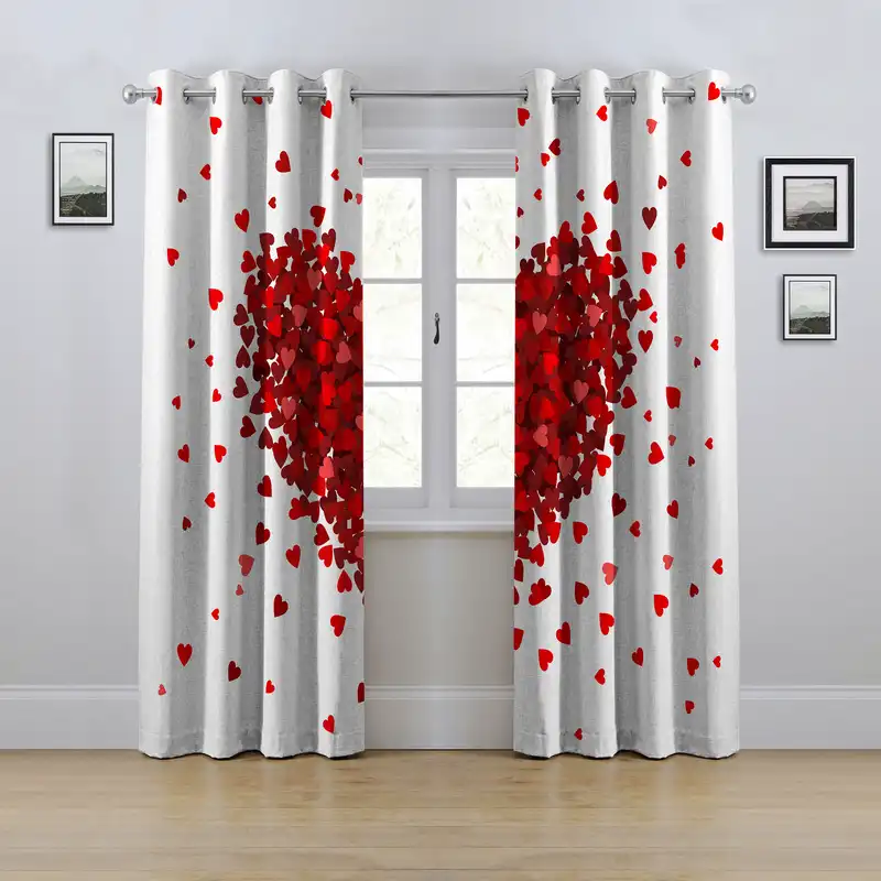 پرده مدل پانچی طرح قلب سایز 280x145 سانتی متر