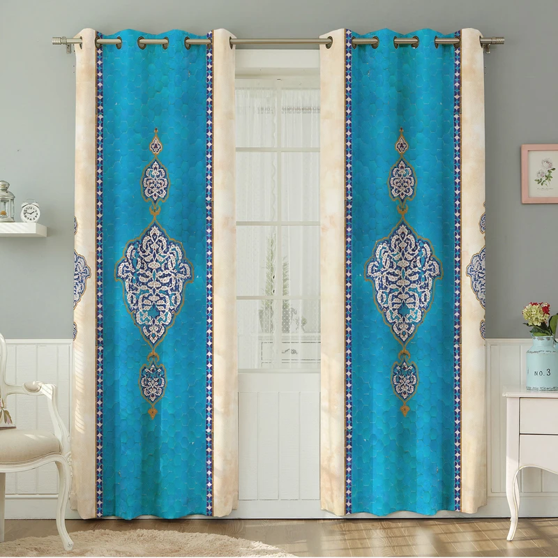 پرده نیروانا طرح  سنتی مدل مخمل کد 4877 سایز 140×280 سانتی متر