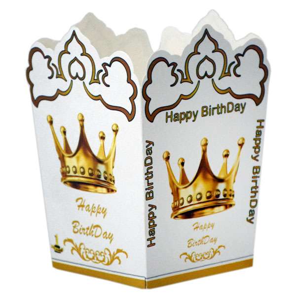 ظرف پاپ کورن طرح تاج بسته 10 عددی