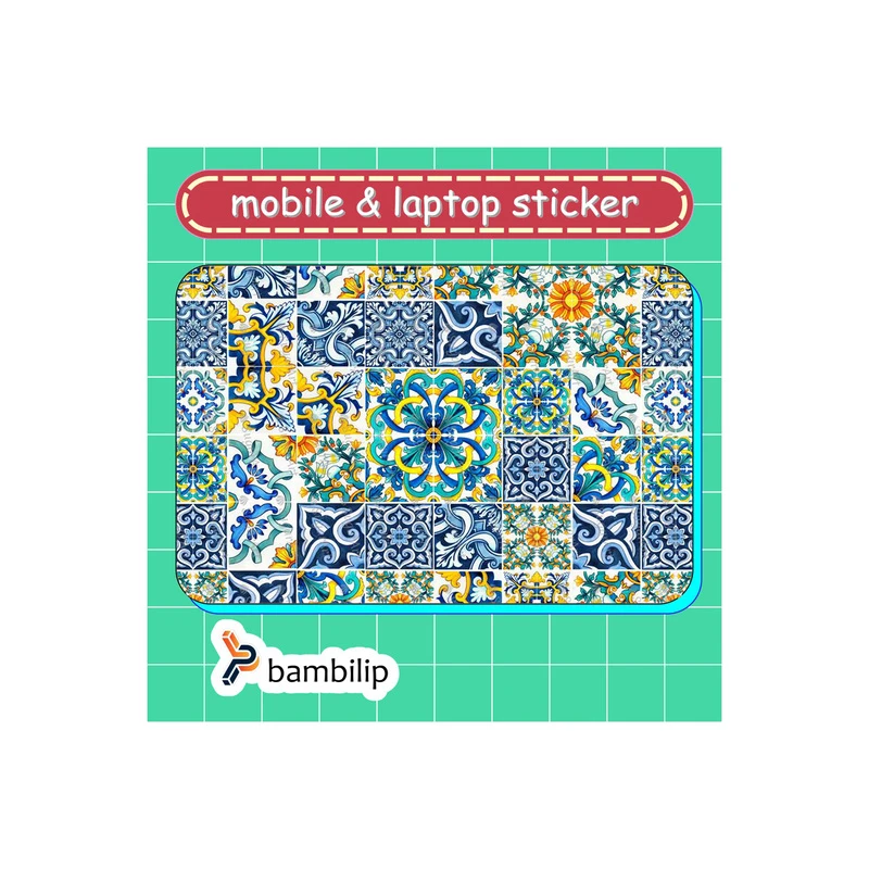 استیکر بامبیلیپ مدل کارت عابر طرح کاشی آبی کد 2851199