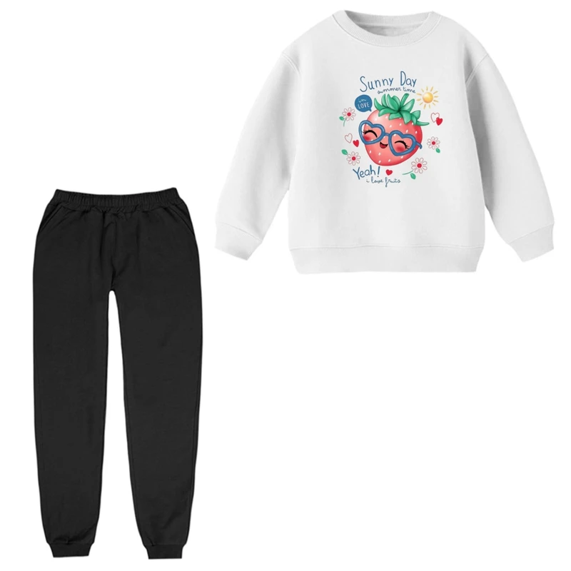 ست سویشرت و شلوار راحتی بچگانه مدل توت فرنگی 