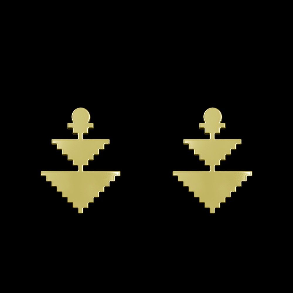 گوشواره طلا 18 عیار زنانه مدوپد مدل هندسی کد GA1-15005