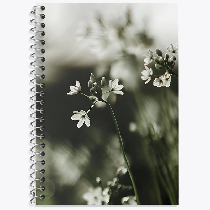 دفتر زبان 50 برگ خندالو مدل سه خط طرح گل سفید کد N2986