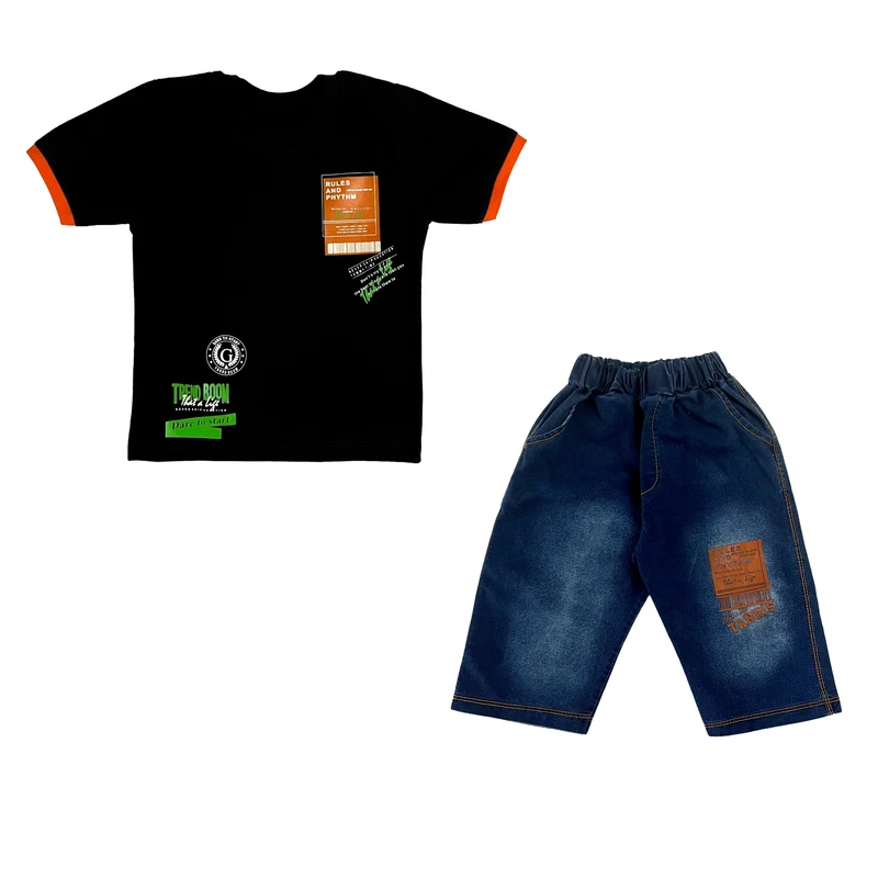 ست تی شرت و شلوارک پسرانه مدل TREND BOOM