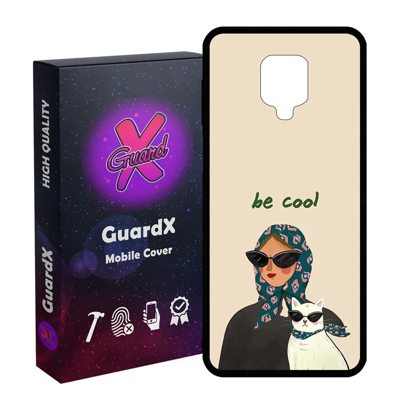 کاور گارد ایکس طرح دختر و گربه مدل Glass10726 مناسب برای گوشی موبایل شیائومی Redmi Note9 Pro/Note 9 Pro Max/Redmi Note 9S/MI Poco M2 Pro